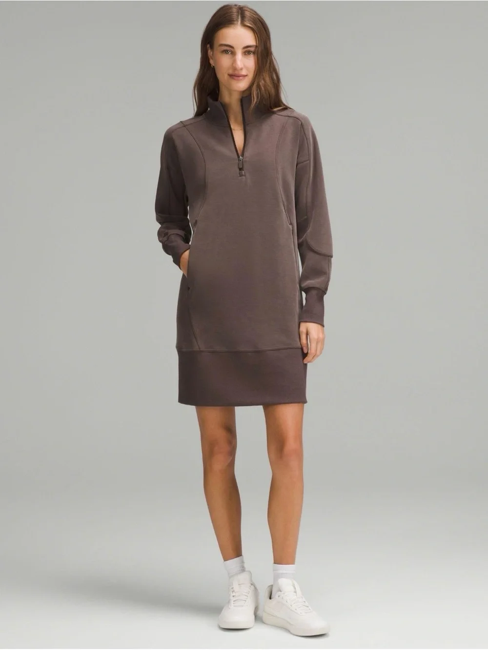 lululemon dress long sleeve athletica | Dresses | Lululemon Softstream Half Zip Espresso Size 6 but make it luxe Women's Lululemon Dress Long Sleeve